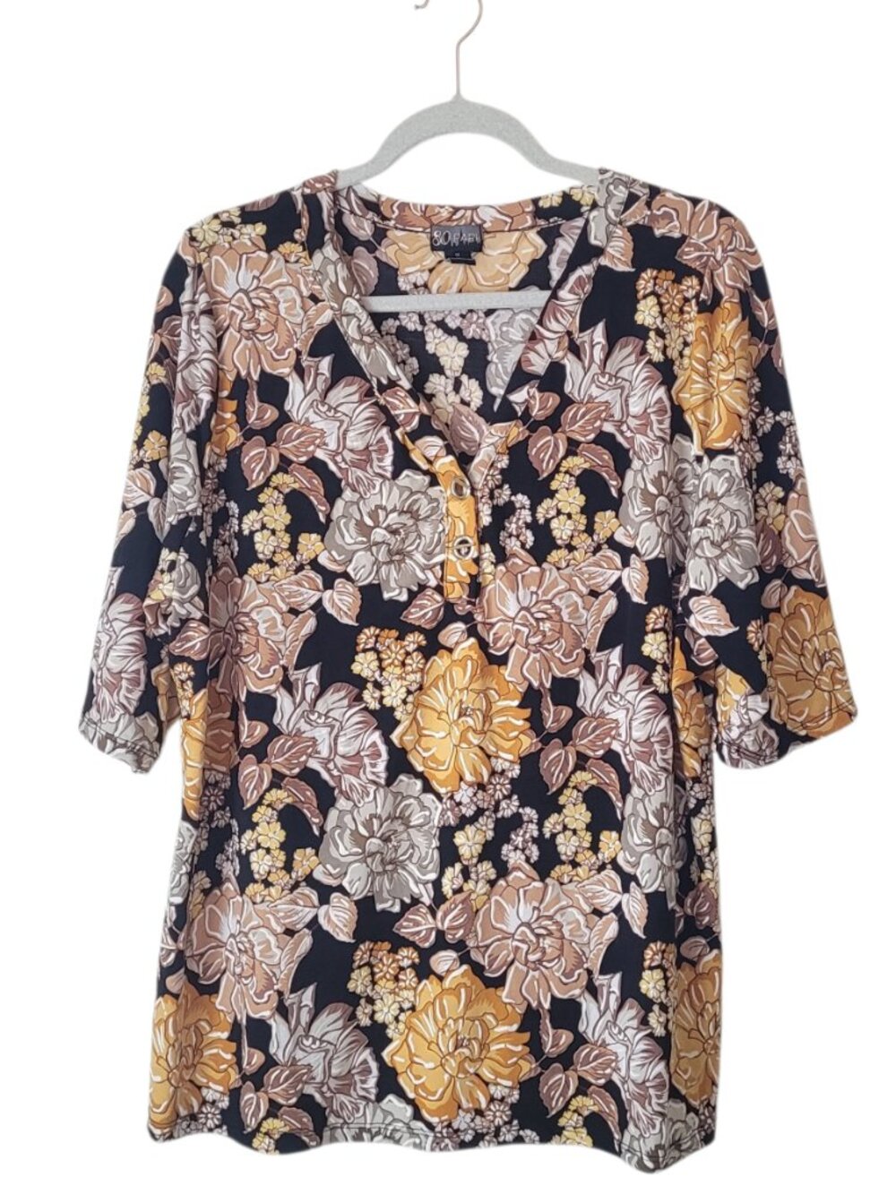 80 Park Floral V-neck Blouse